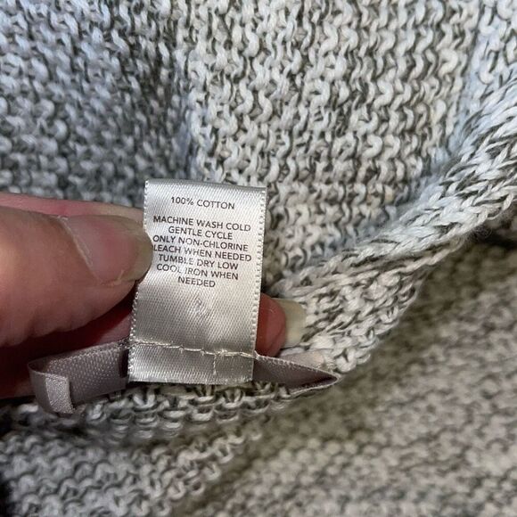 LOFT Outlet Womens Cotton Fringe Hem Open Front Cardigan Sweater Gray Size Small - Picture 5 of 7